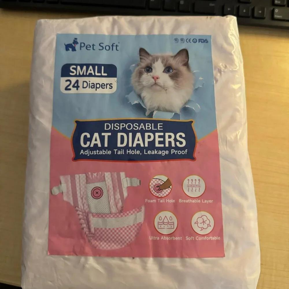 Pet Soft Disposable Cat Diapers 24 Pack Size S